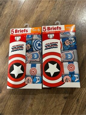 Captain America Boys 5-Pack Briefs Size 6 - Blue, Red, White 2 packs